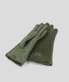 Gant bi-matière effet mouton Mouty kaki face