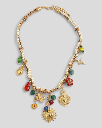 Collier avec breloques Elisa jaune face