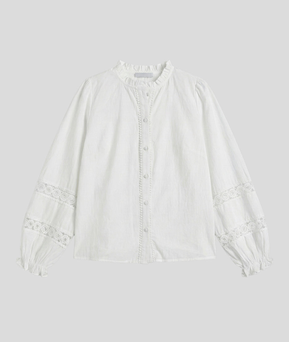 Chemise à broderies Ambre blanc face