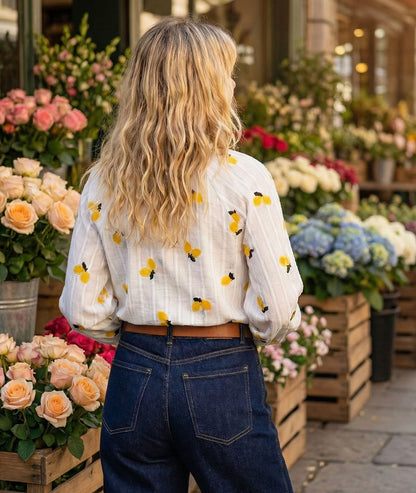 Chemise à broderies citrons dos