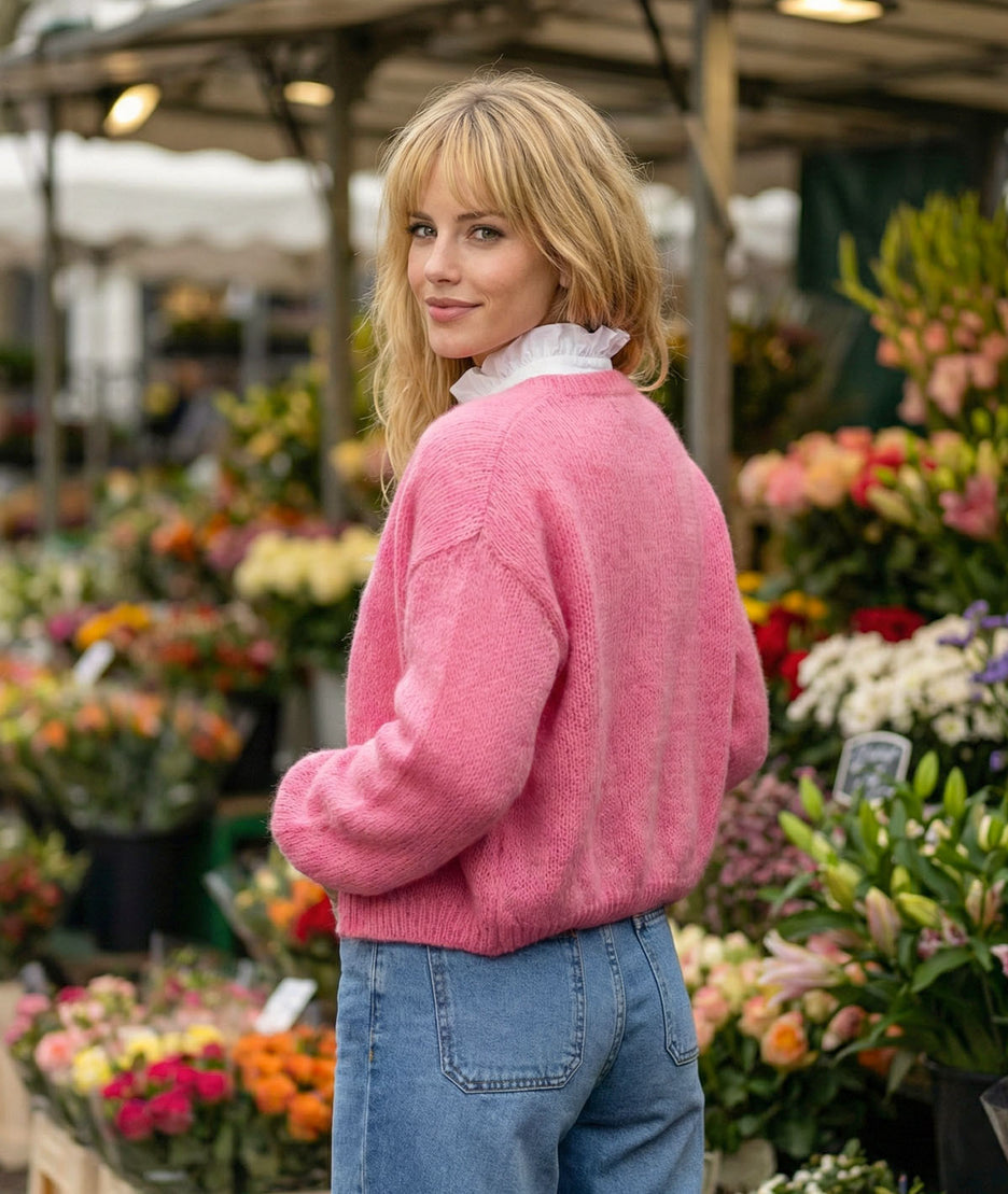 Gilet en maille Many rose dos