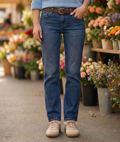 Jean slim délavé foncé face