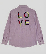 Chemise à rayures et broderies Elona rose dos