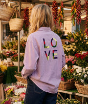 Chemise à rayures et broderies Elona rose dos