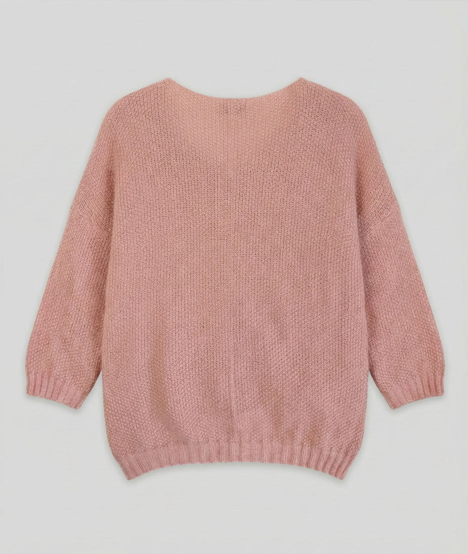 Pull en maille duveteuse Vicky rose dos