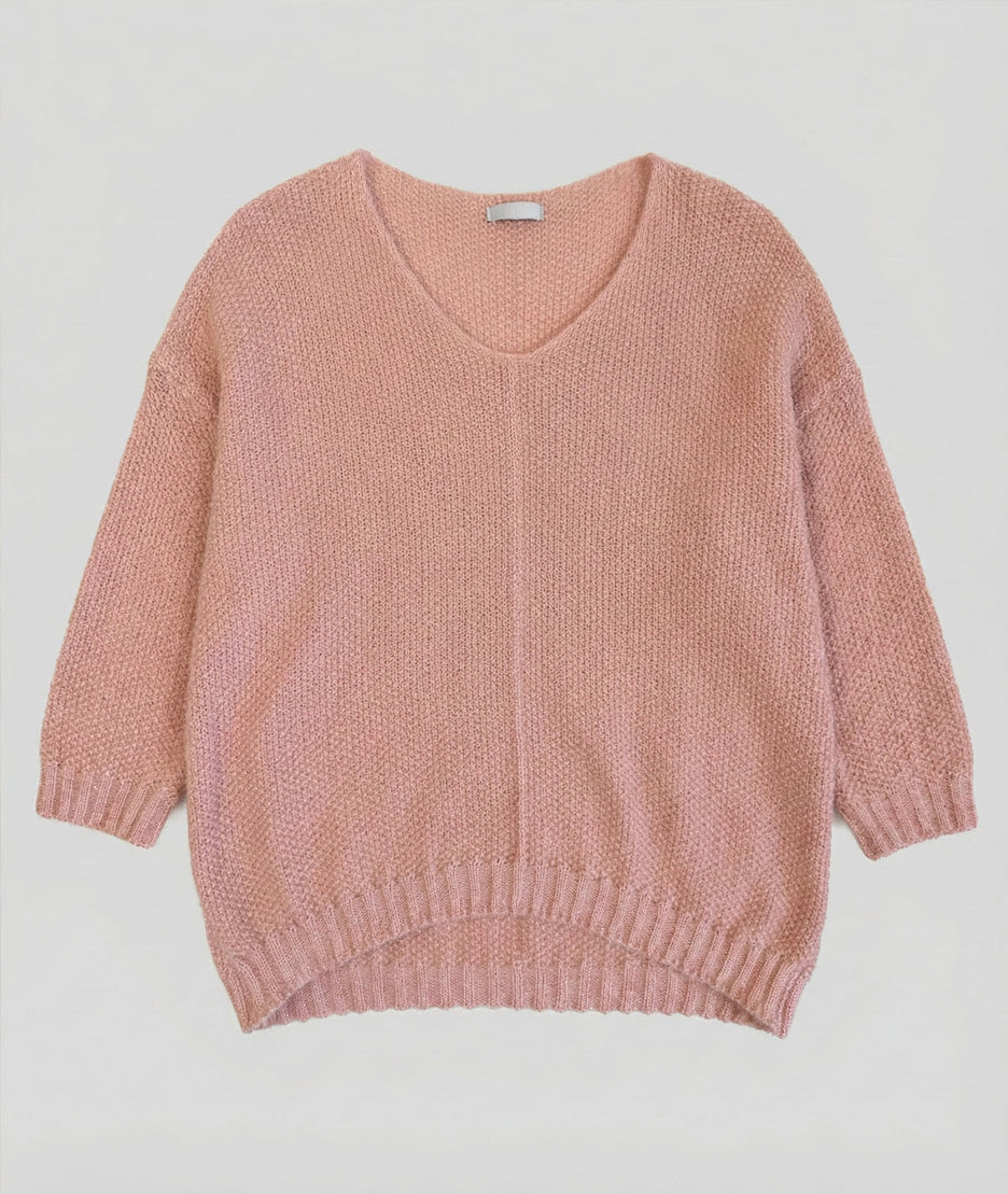 Pull en maille duveteuse Vicky rose face