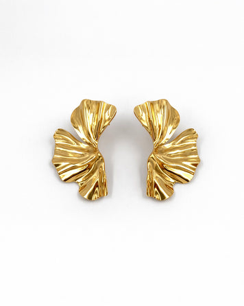 Boucles d'oreilles dorées Pétale face