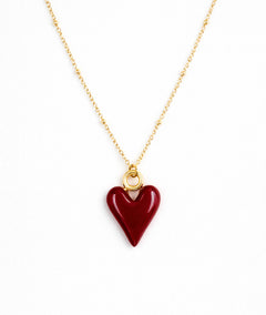 Collier pendentif cœur Amour rouge face