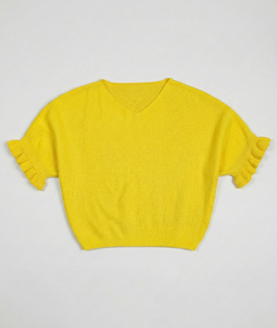 Pull manches à volants Violyvi fond blanc