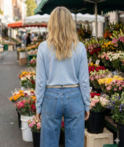 Pull col V détails boutons Suzanna ciel dos