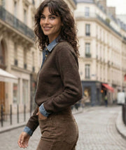 Gilet chemise en jean marron côté