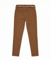 Pantalon Lola slim marron avec ceinture intégrée - marron