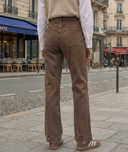 Jean Folya flare marron taille haute face arrière