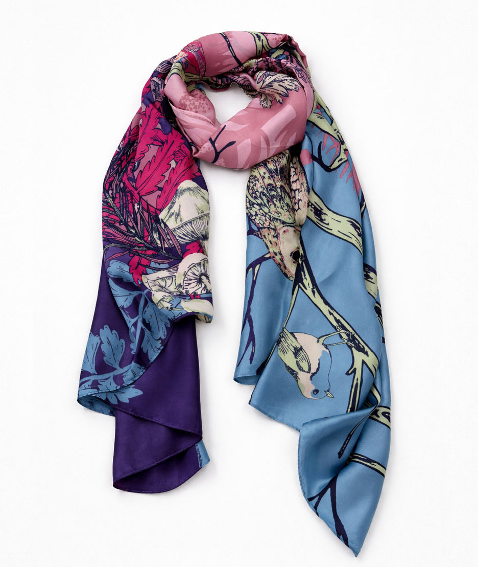 Écharpe en soie Fore rose face