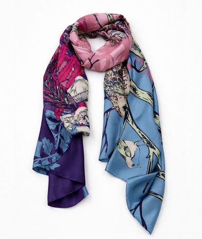 Écharpe en soie Fore rose face