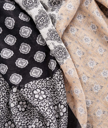 Foulard à motifs Moka noir détail