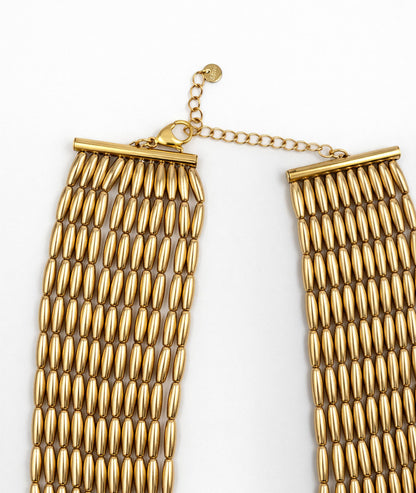 Collier à rangs multiples Charlotte jaune détail