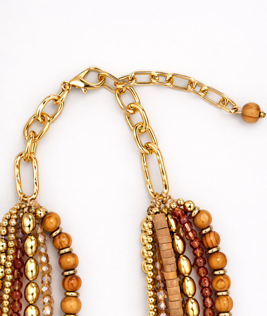 Collier multi-rangs style ethnique Sabri détail