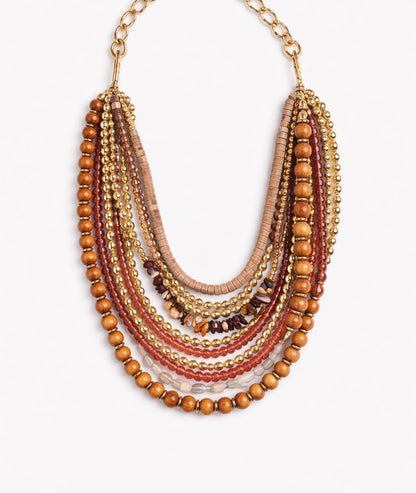 Collier multi-rangs style ethnique Sabri face