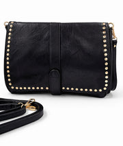 Sac carré effet cuir texturé avec clous Ninon face