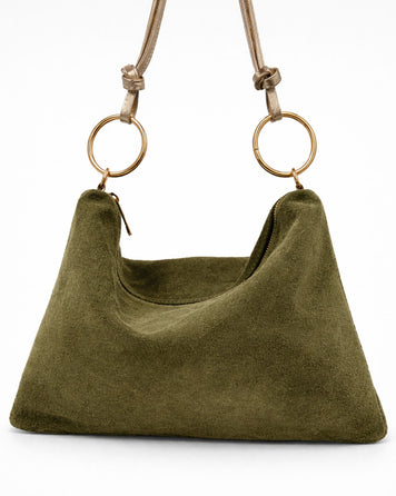 Sac en cuir Debbie vert olive face