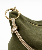 Sac en cuir Debbie vert olive détail