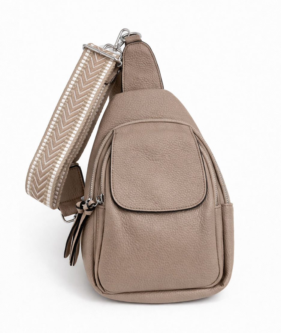 Sac banane en bandoulière Paulie taupe face