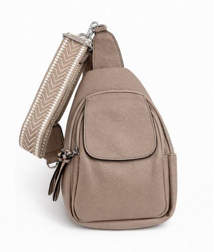 Sac banane en bandoulière Paulie taupe face