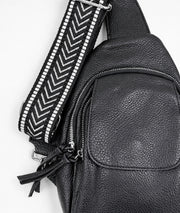 Sac banane en bandoulière Paulie noir détail