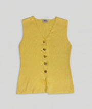 Gilet sans manches boutons dorés Bustia jaune face