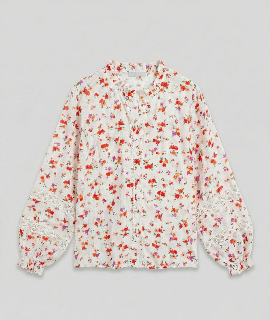 Chemise à motif fleuri Angie écru face