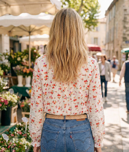 Chemise à motif fleuri Angie écru dos