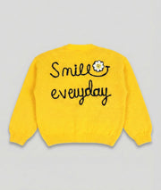 Gilet en maille à broderies Smily jaune arrière