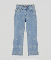 Jean flare à broderies avant