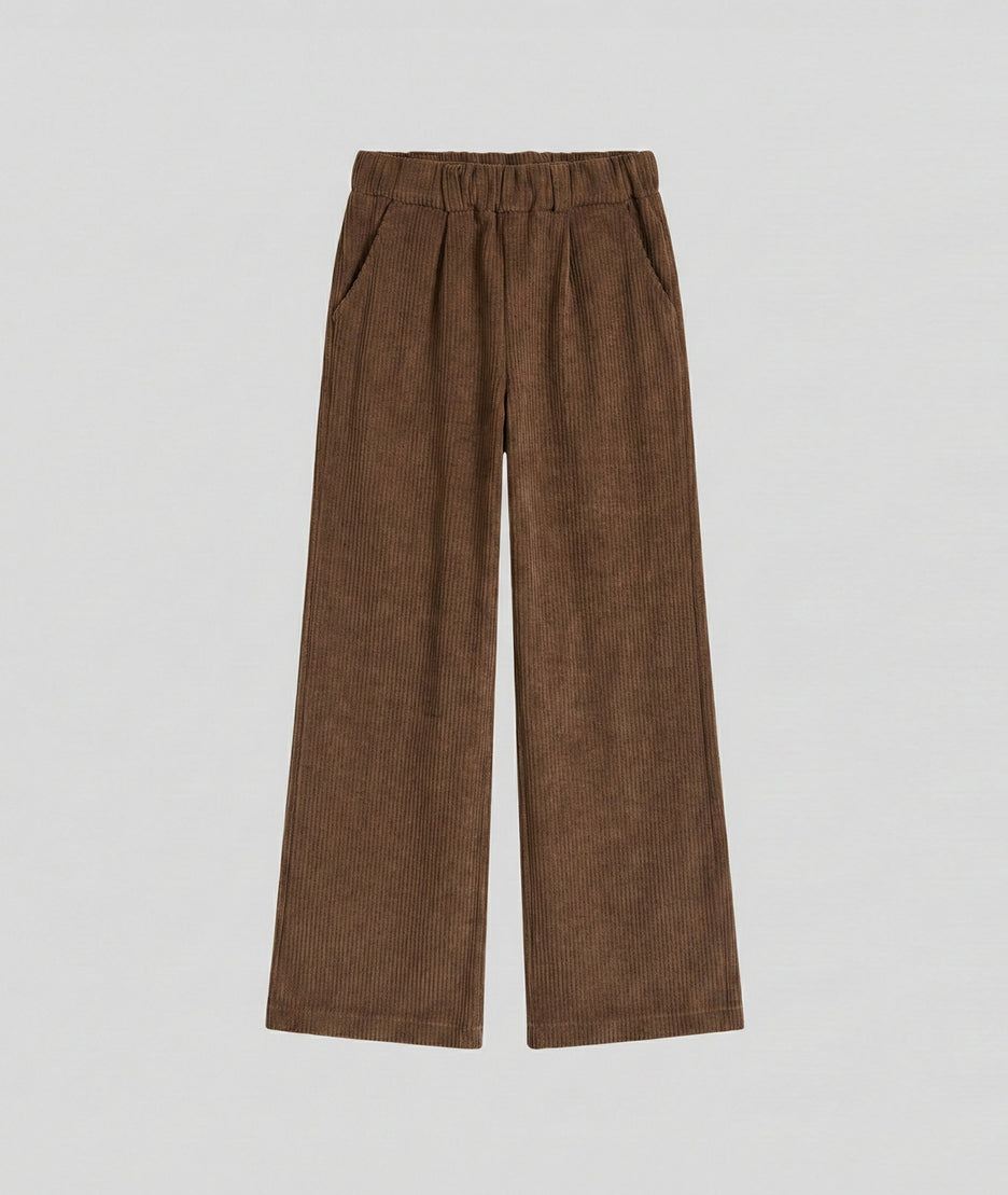 Pantalon ajouré en velours Jennifer - choco