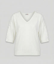 pull manches trois-quarts à dentelle Donna avant