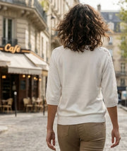 pull manches trois-quarts à dentelle Donna face arrière