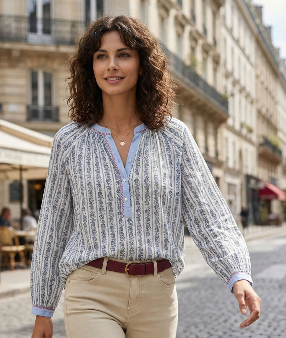 Blouse ample à motif Manue face avant