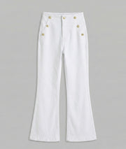 Jean flare taille haute détail boutons dorés Boutta avant