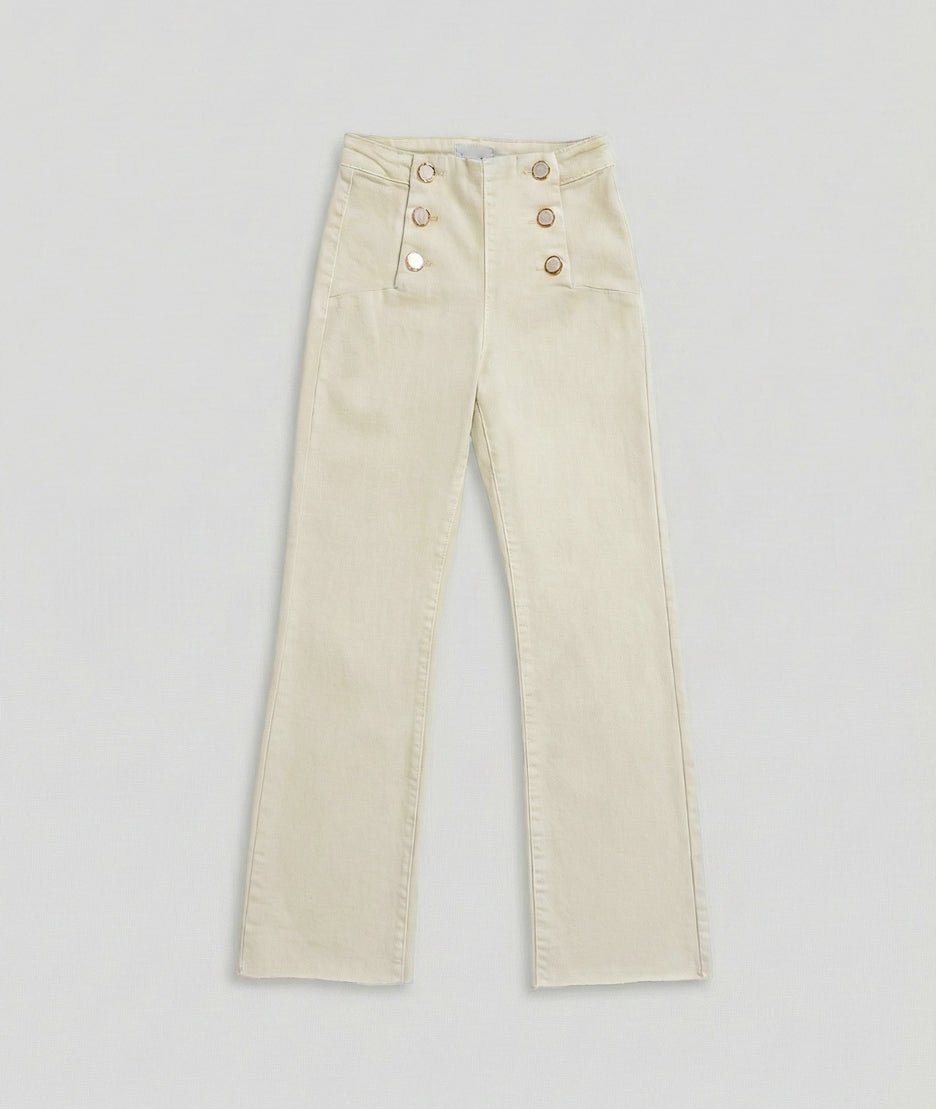Pantalon flare boutons nacrés Pont avant
