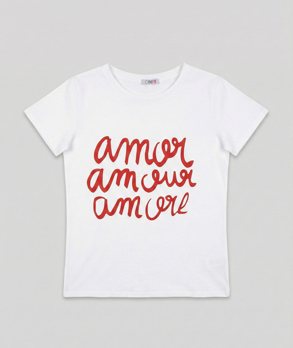 T-shirt manches courtes inscriptions Amore avant