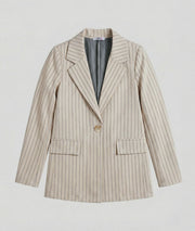 Veste blazer à rayures Elodie beige avant