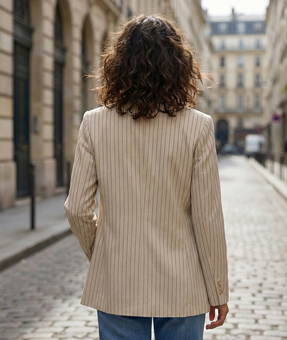 Veste blazer à rayures Elodie beige face arrière