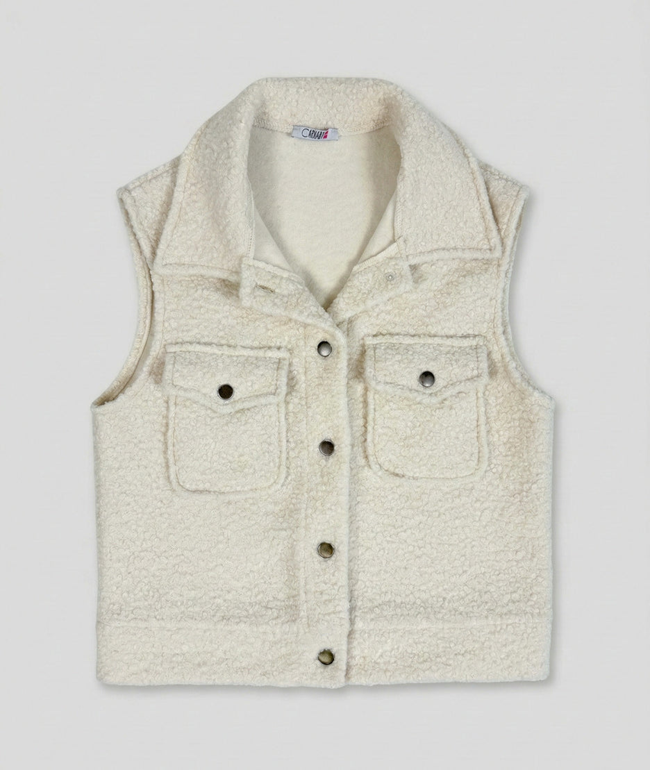 Veste sans manches en bouclette avant