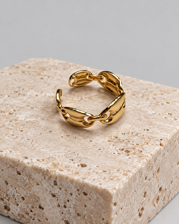 Bague à maillons grains de café Annie dorée