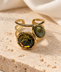 Bague 2 pierres Lola - jaune