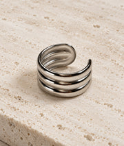 Bague 3 rangs grise Nora finition brillante