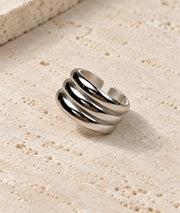 Bague 3 rangs grise Nora finition brillante