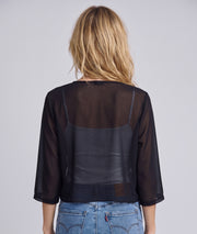 Boléro Vera noir en mousseline transparente dos — marque Carnaby