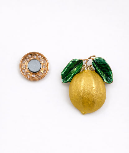 Broche aimantée Citrus jaune face